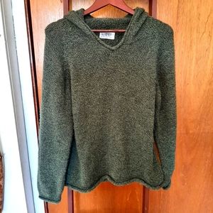 Alpaca Wool Hooded Pullover Sweater (Green)